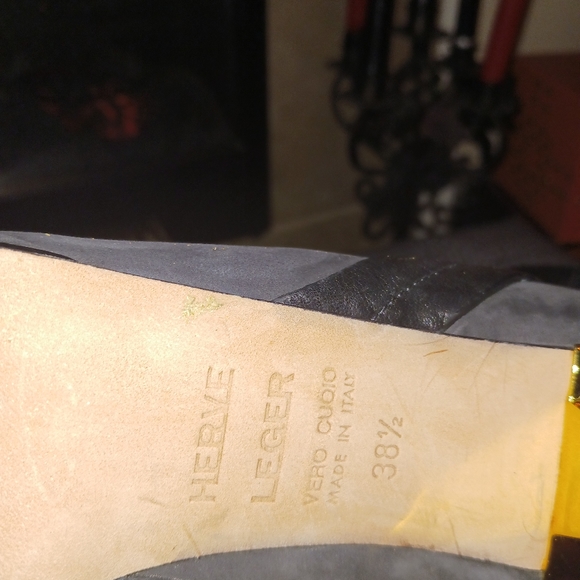 Herve Leger black leather side zip open toe ankle boot made in Italy 38.5 - Picture 9 of 13